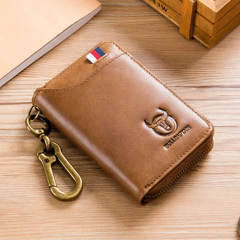 BULLCAPTAIN Genuine Leather Mens Waist-Mounted Wallet Card & Id Holders Multi-function Key Chain Holders Mini Key Bag Coin Purse Wallet Two-In-One with Gift Box (image for) BULLCAPTAIN Genuine Leather Mens Waist-Mounted Wallet Card & Id Holders Multi-function Key Chain Holders Mini Key Bag Coin Purse Wallet Two-In-One with Gift Box